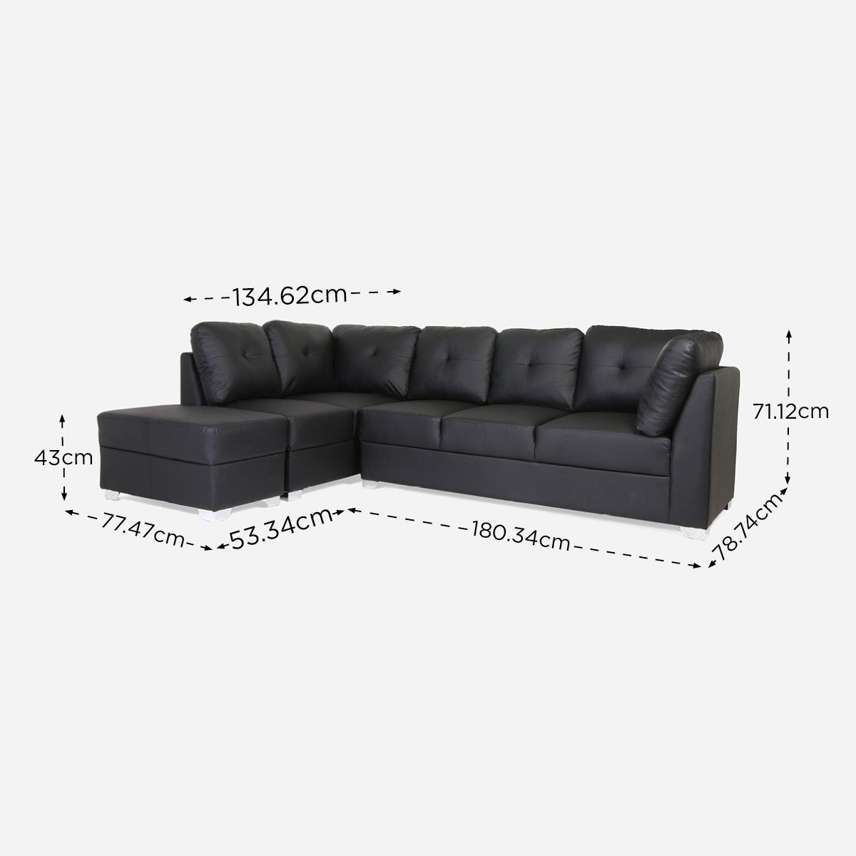 SM Home Caliber Sectional Sofa Set - Black