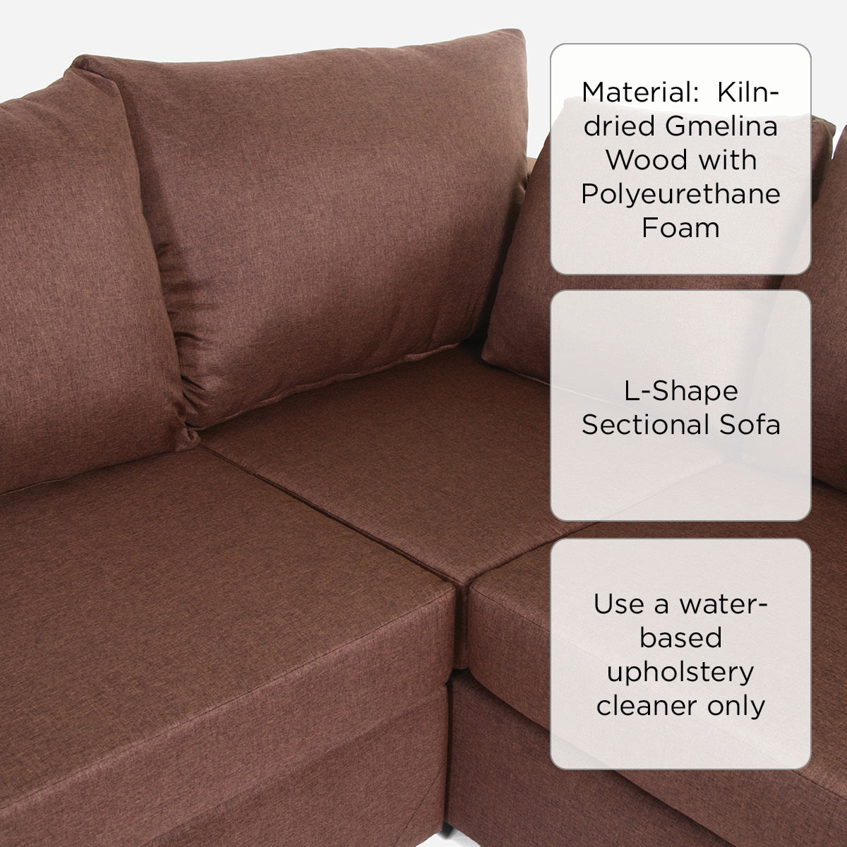 SM Home Candour L-Shape Sofa Set - Brown