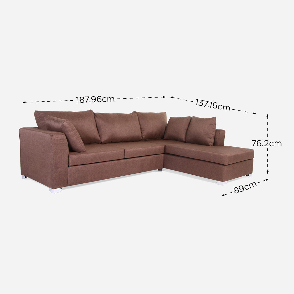 SM Home Candour L-Shape Sofa Set - Brown