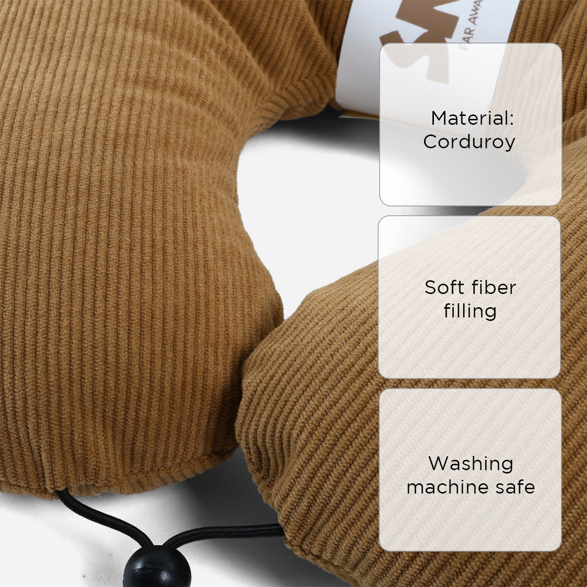 SM Home Corduroy Neck Pillow (Beige) - 14x12in