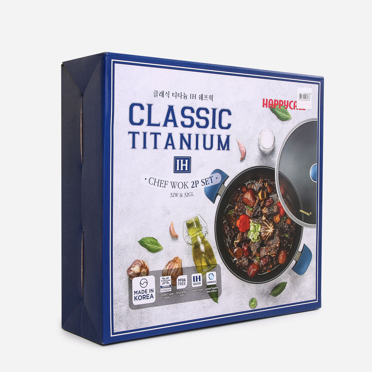 Happycall Classic Titanium IH Chef Wok With Glass Lid H3900-0413-1A - 32cm