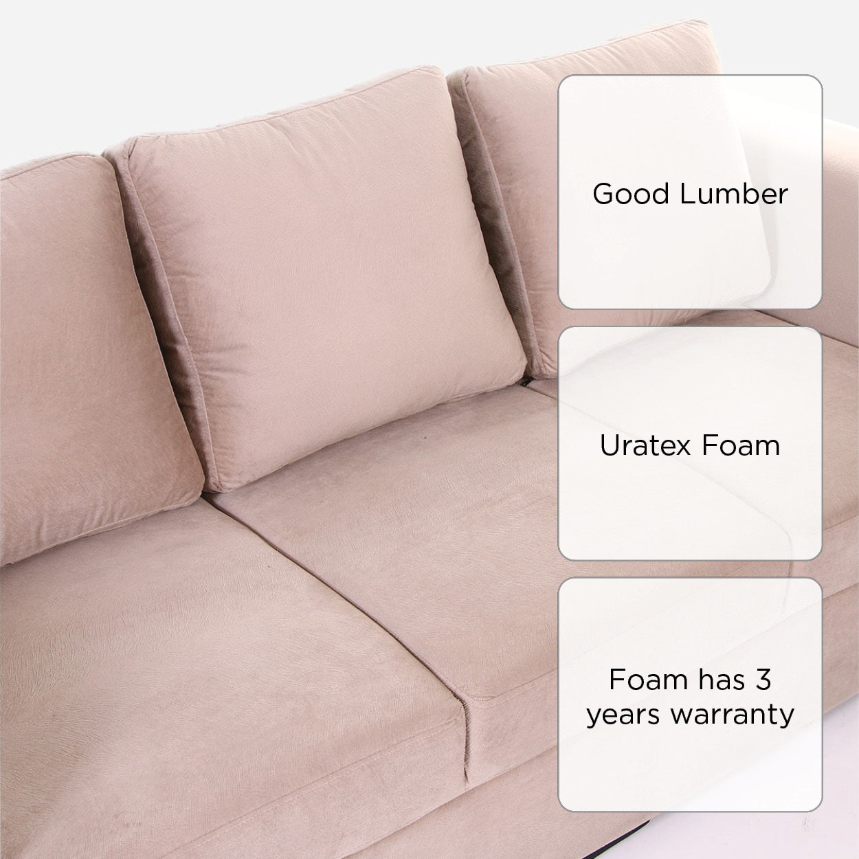 SM Home Delta 3-Seater Sofa - Amalia Sahara