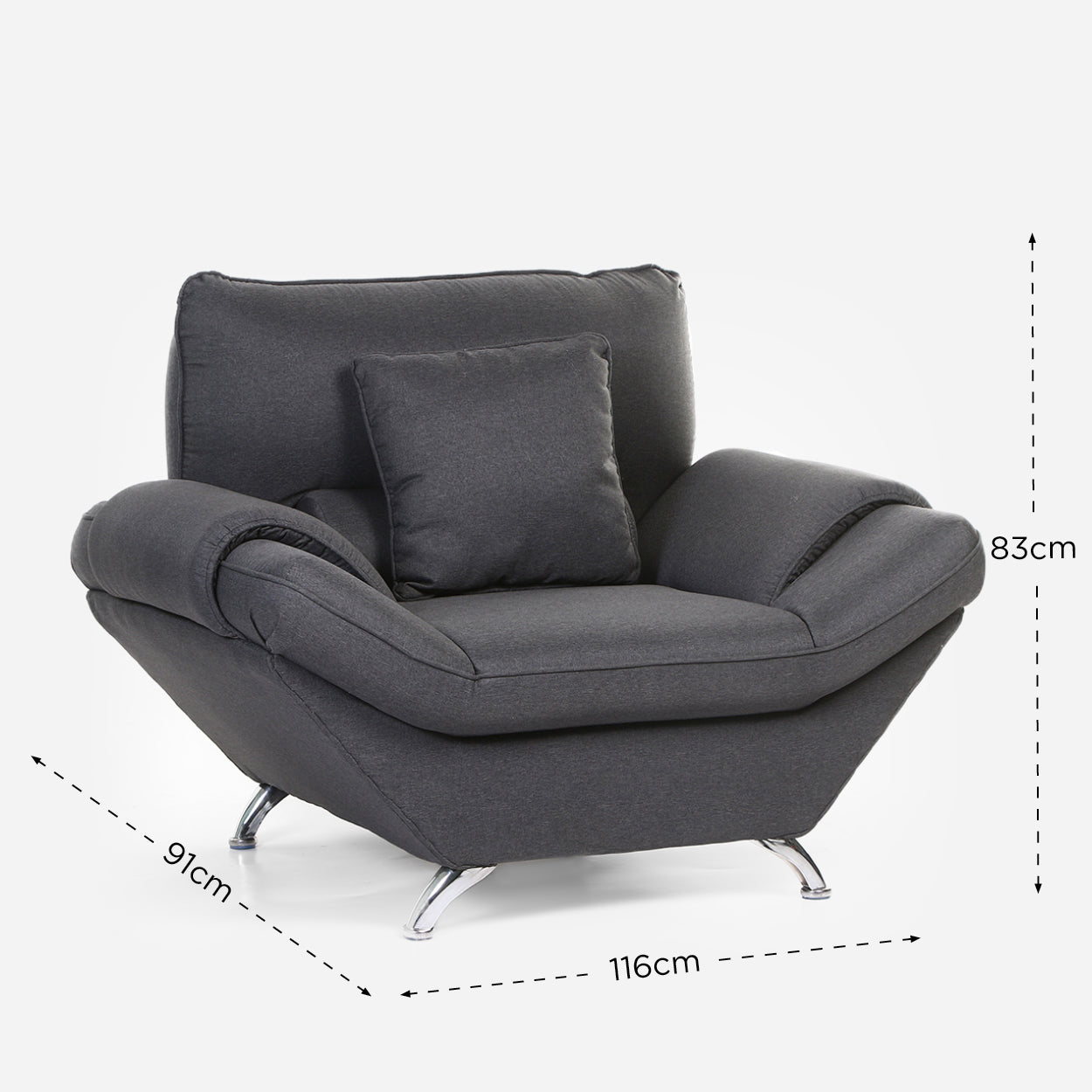 SM Home Delight 1-Seater 2511-16 sofa - Tanya Graphite (Denim)