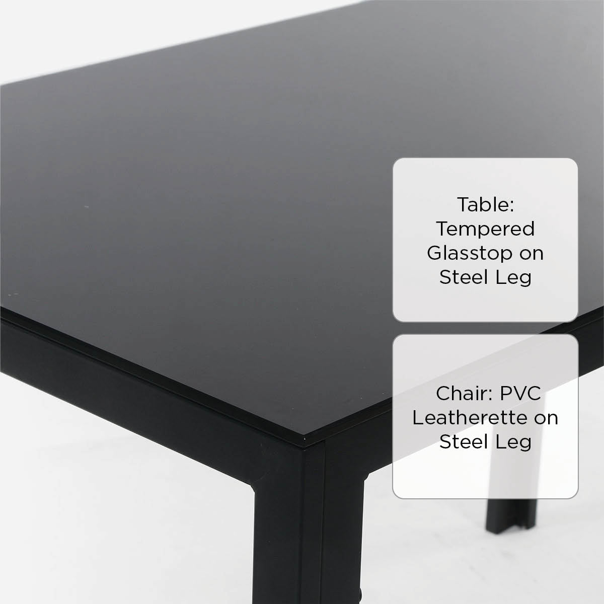 SM Home Dathan 4-Seater Dining Set Glass Top - Black