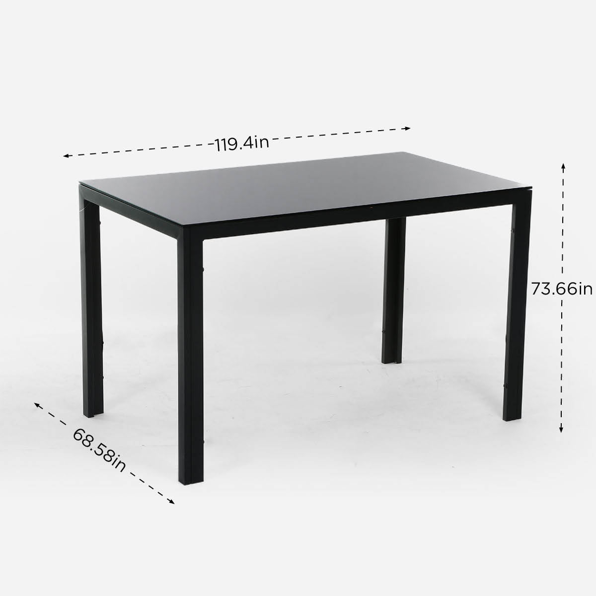 SM Home Dathan 4-Seater Dining Set Glass Top - Black