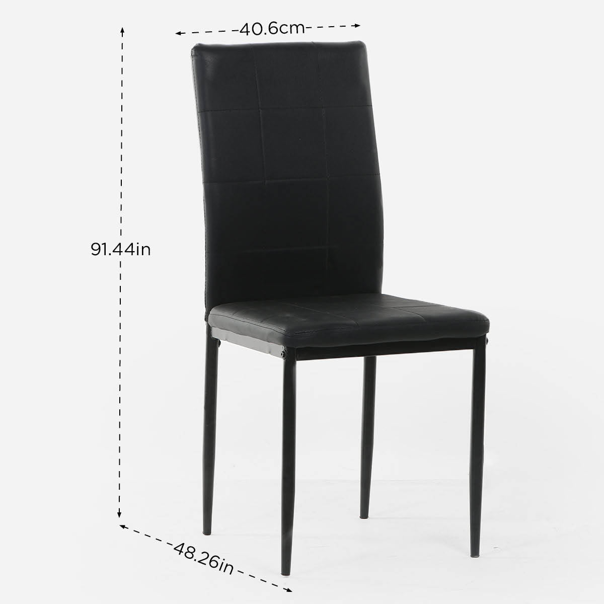 SM Home Dathan 4-Seater Dining Set Glass Top - Black