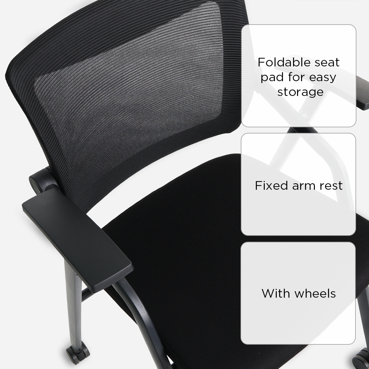 SM Home Form Foldable Office Chair with Wheels TS-311- Black