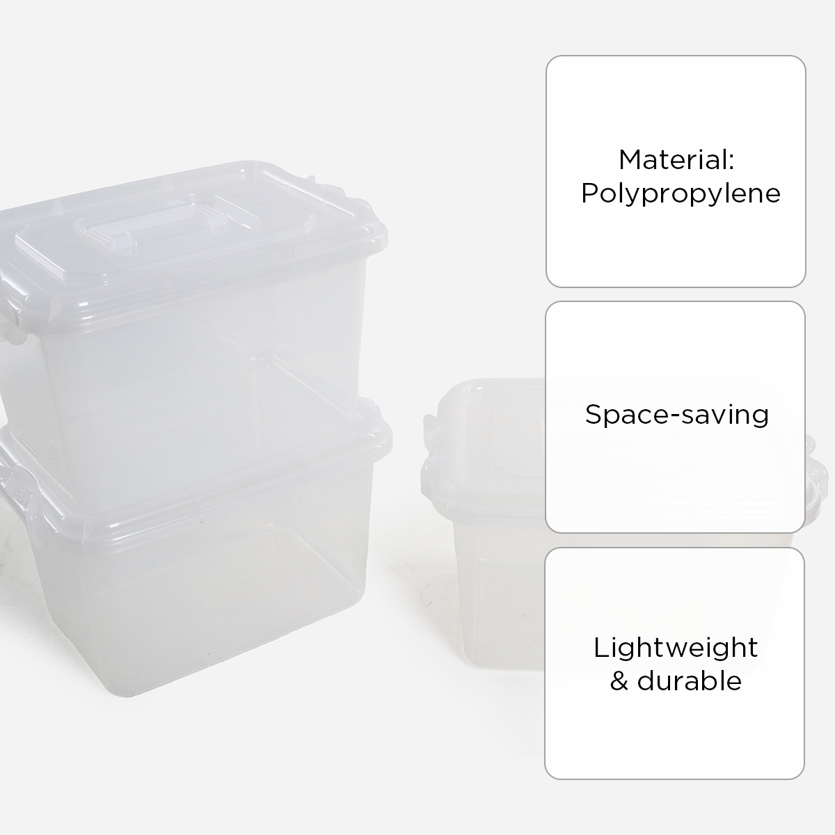 Megabox Set of 3 Carrie Mi MG637 Storage Boxes (Clear) - 12L