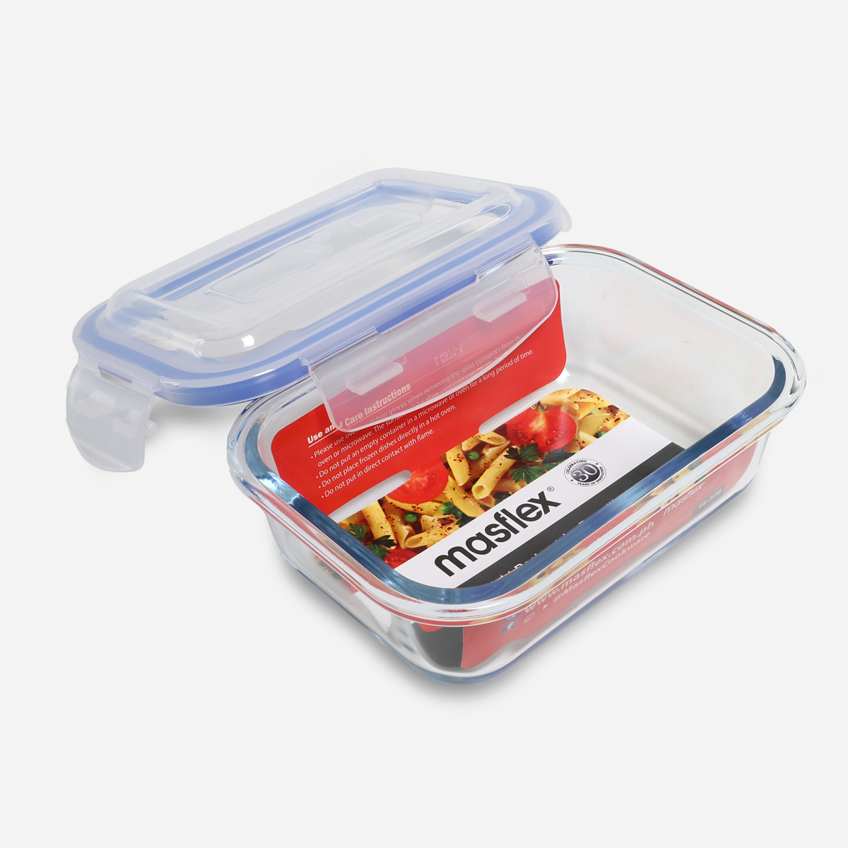 Masflex Airtight Rectangular Glass Food Container - 1050ml