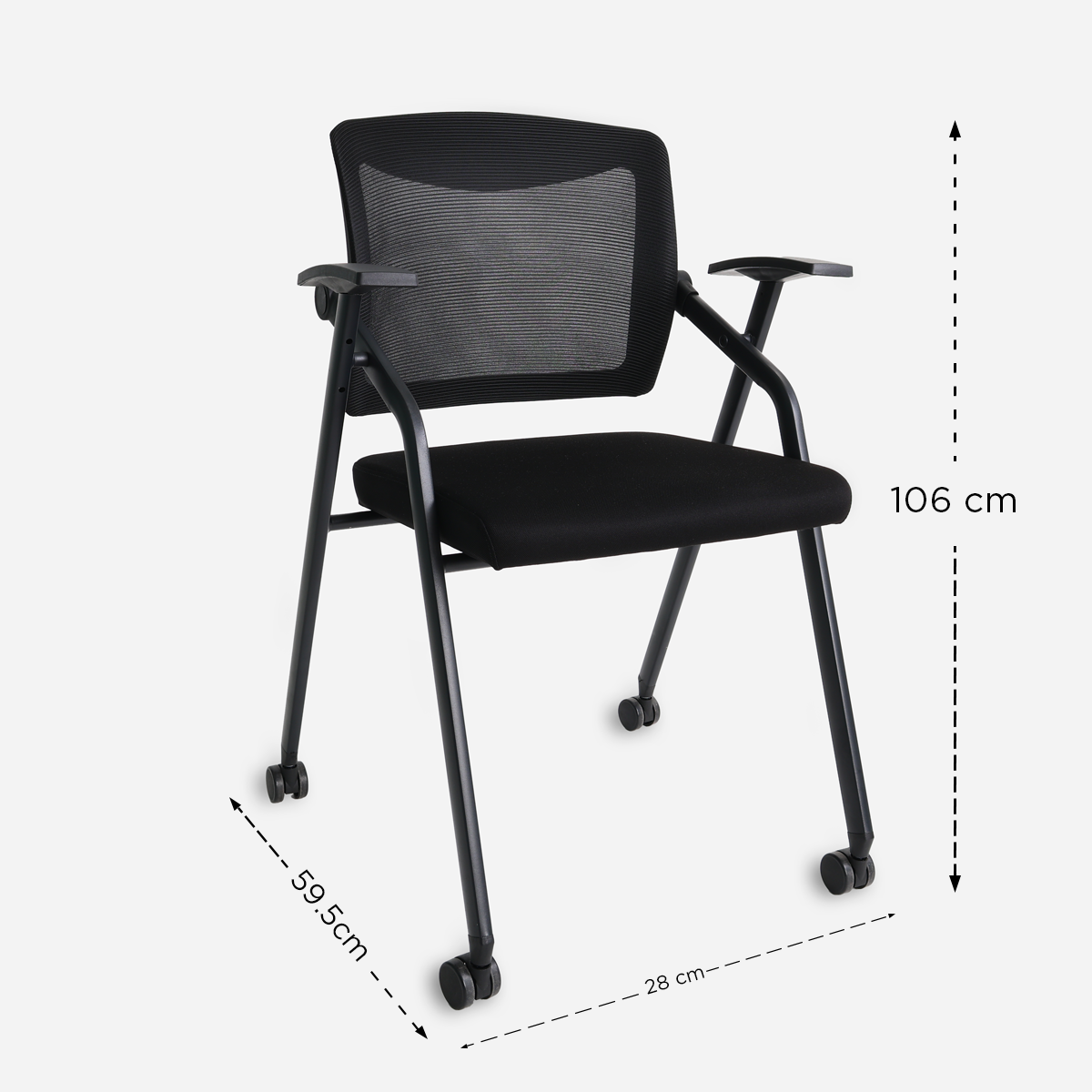SM Home Form Foldable Office Chair with Wheels TS-311- Black