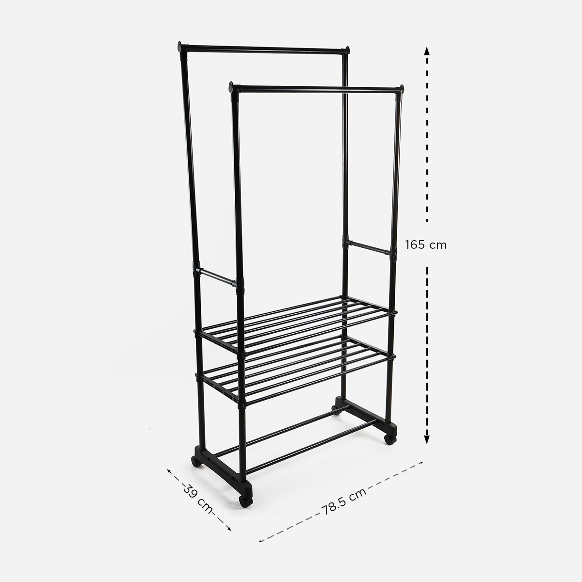 Hosh Garment Rack with Shelves - Black