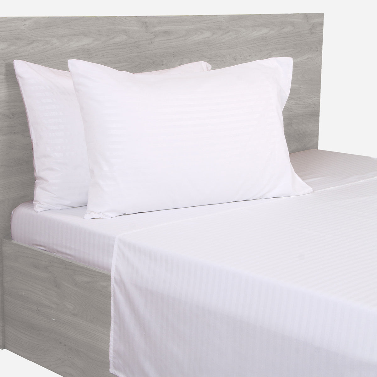 Hosh 4-Piece Bedsheet Set Emboss Big Stripe (White) - Full
