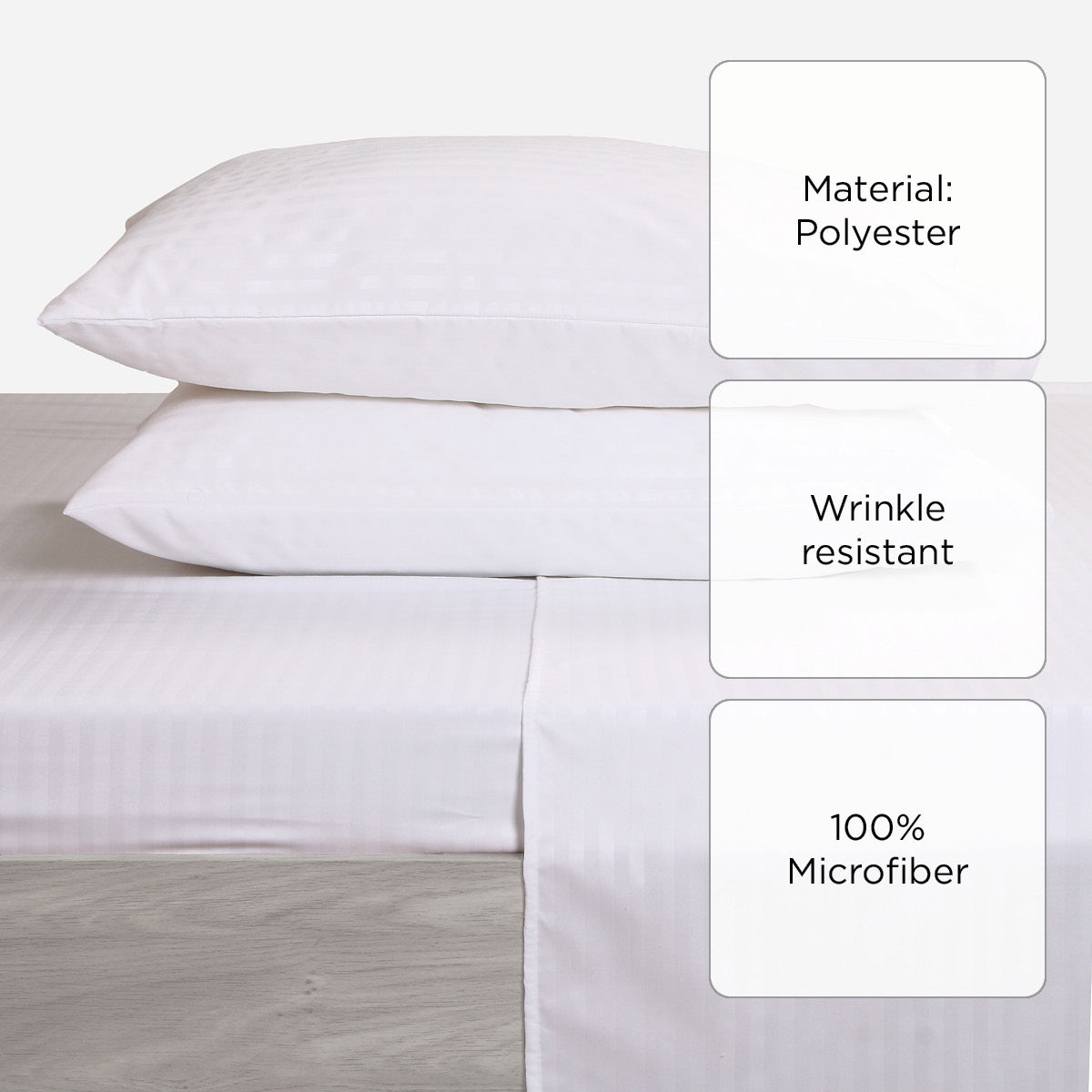 Hosh 4-Piece Bedsheet Set Emboss Big Stripe (White) - Full