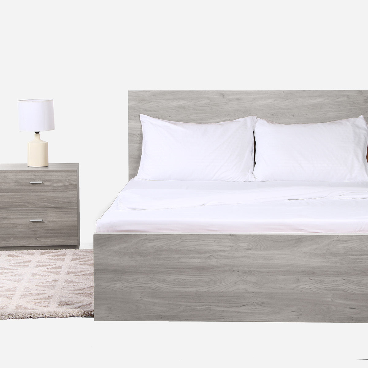 Hosh 4-Piece Bedsheet Set Emboss Big Stripe (White) - Full