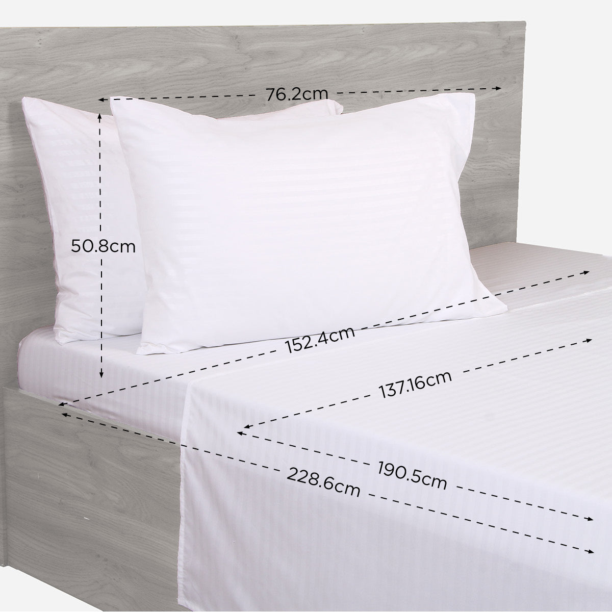 Hosh 4-Piece Bedsheet Set Emboss Big Stripe (White) - Full