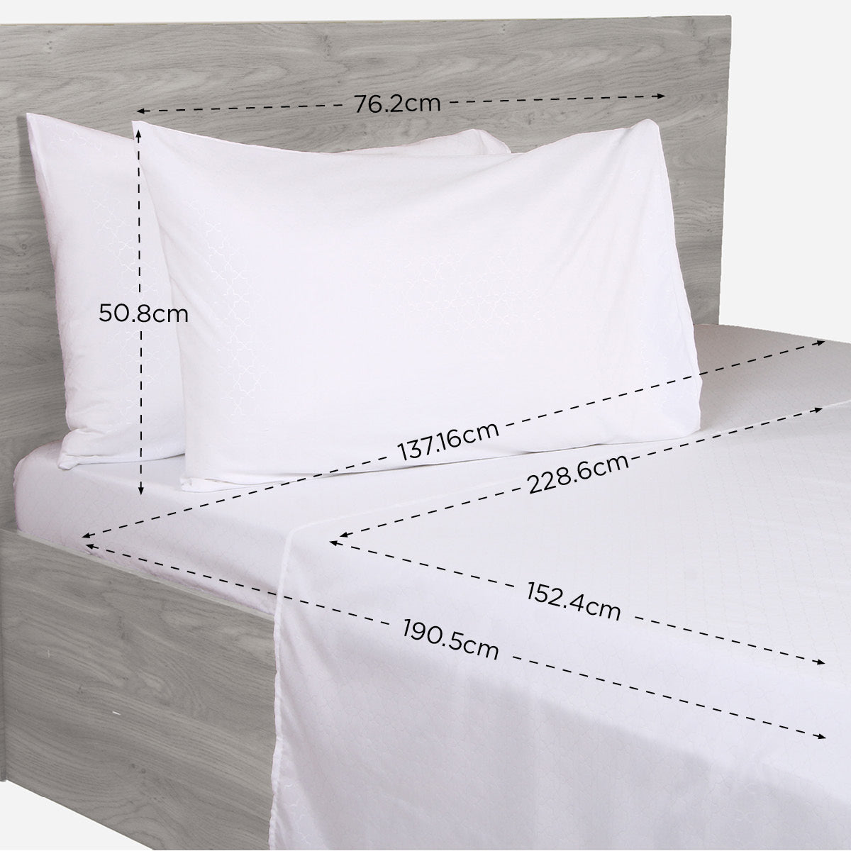 Hosh 4-Piece Bedsheet Set Emboss Clover (White) - Full