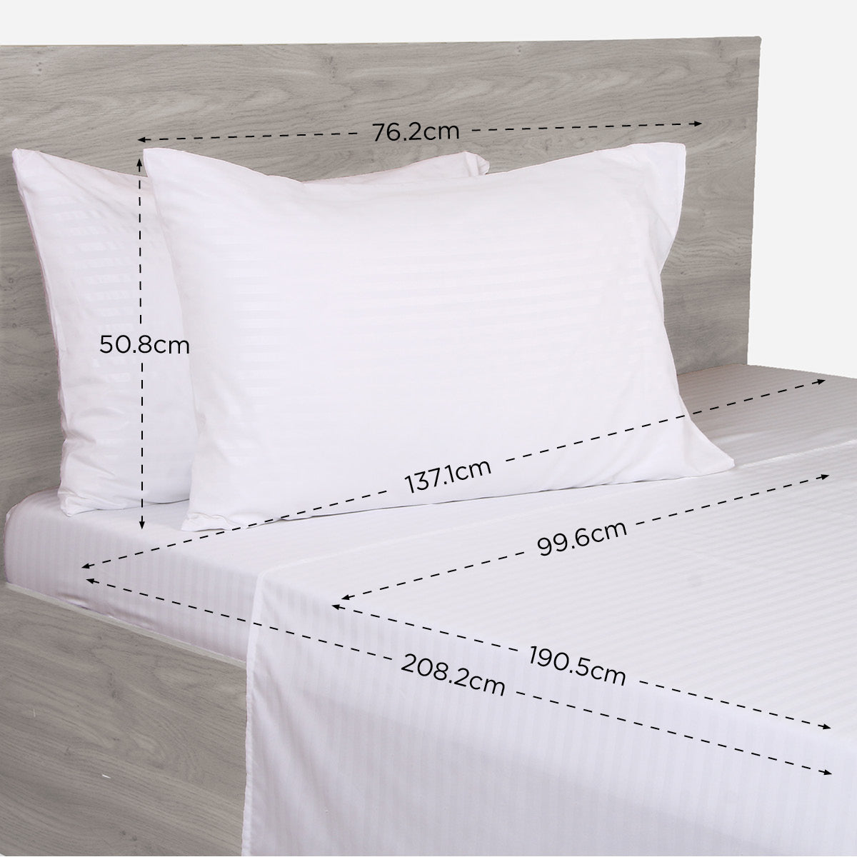 Hosh 4-Piece Bedsheet Set Emboss Big Stripe (White) - Twin