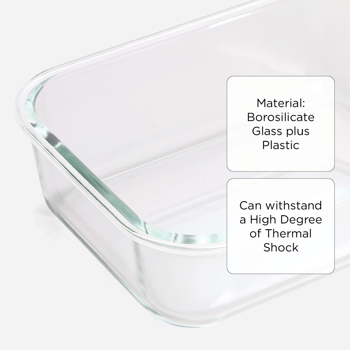 Hosh Rectangular Glass Food Container With Lid - 1520ml.