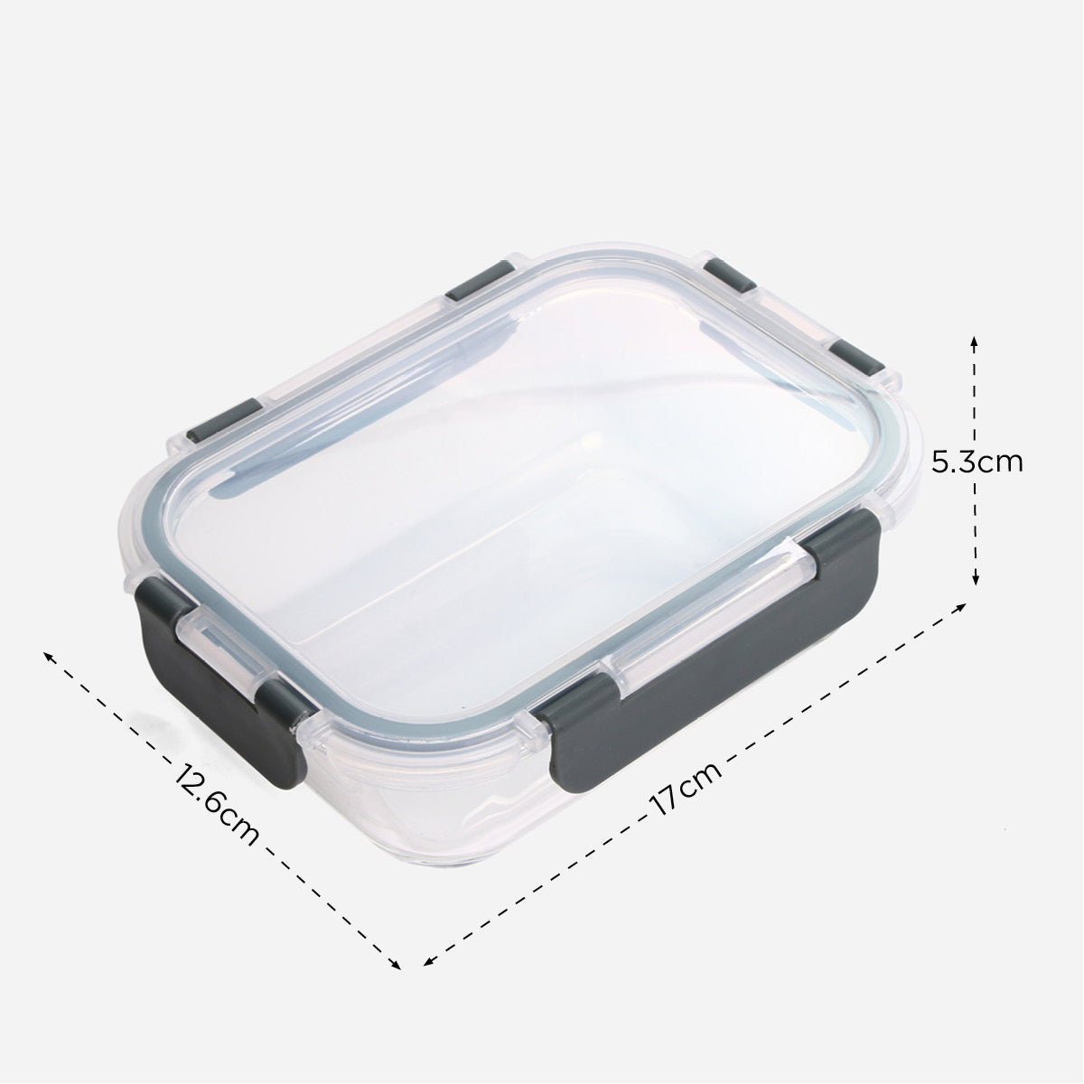 Hosh Rectangular Glass Food Container With Lid - 640ml