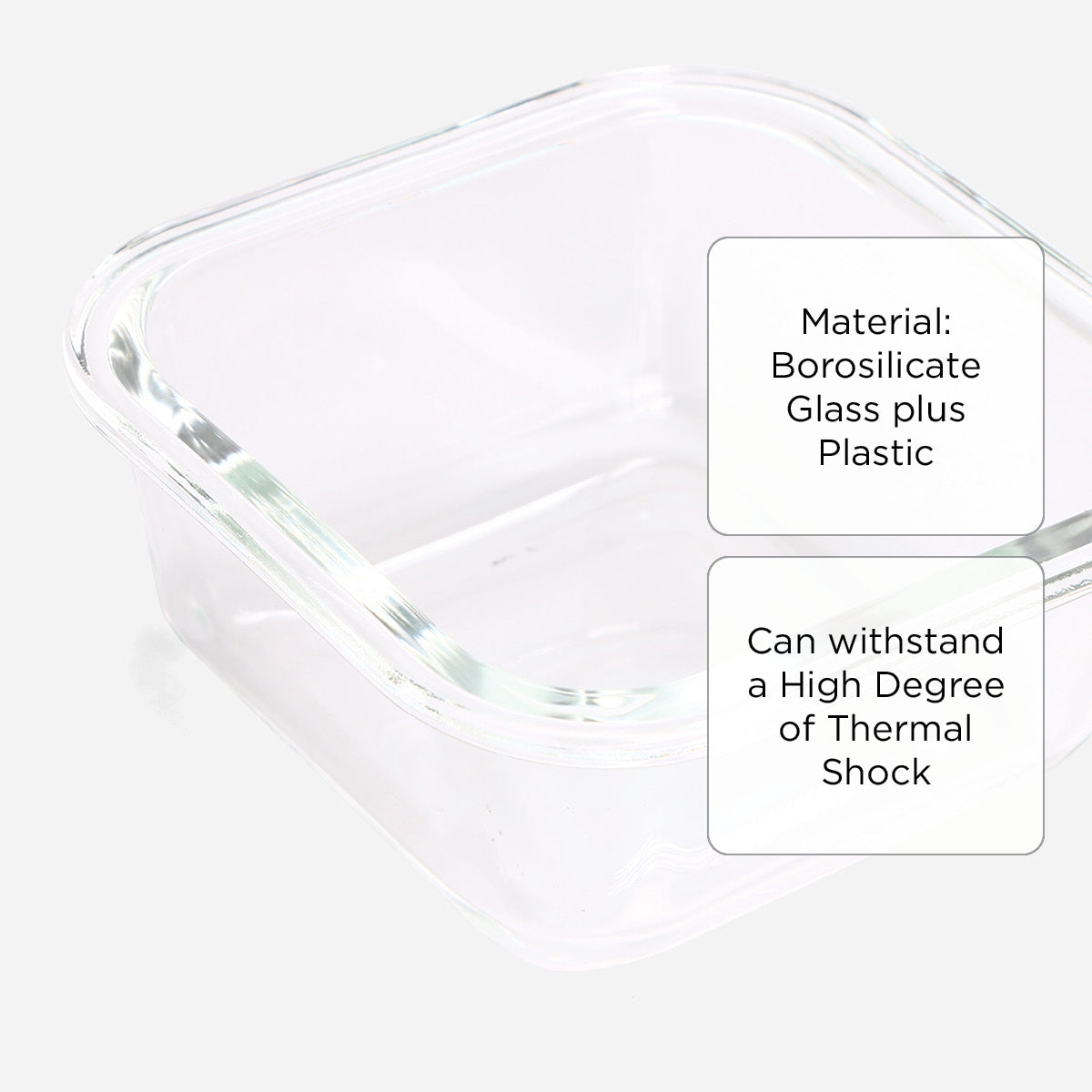 Hosh Square Glass Food Container With Lid - 320ml