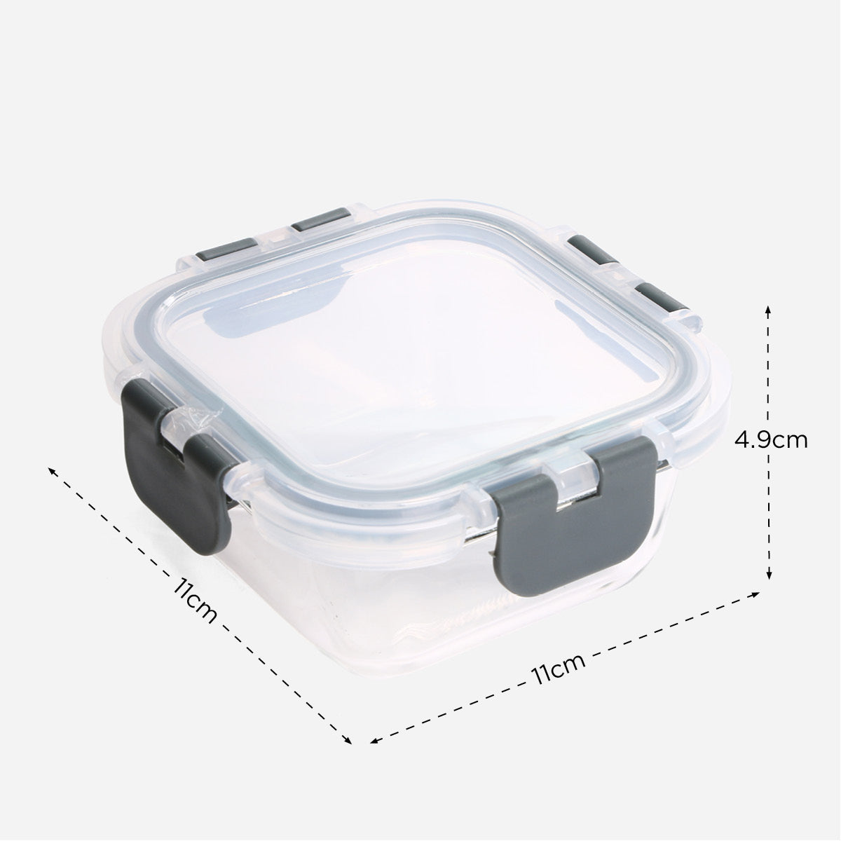 Hosh Square Glass Food Container With Lid - 320ml