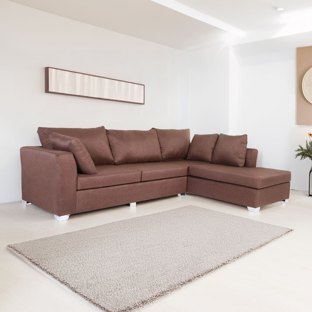 SM Home Candour L-Shape Sofa Set - Brown