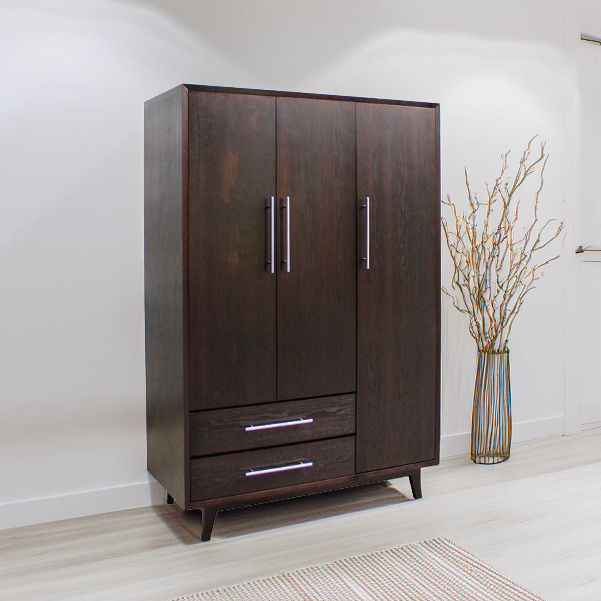 SM Home Hallmark 3-Door Wardrobe - Walnut