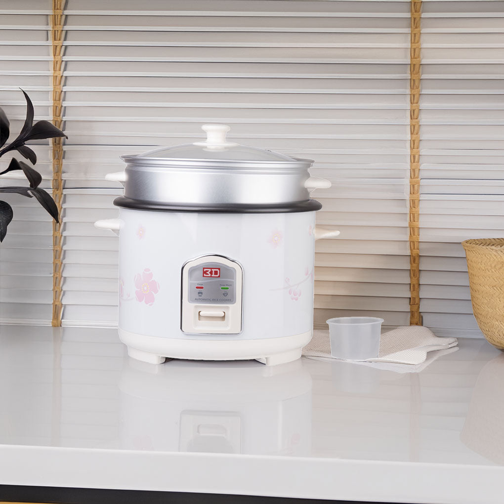 3D Rice Cooker With Aluminum Steamer and Glass Lid BRCF12C - 2.2L