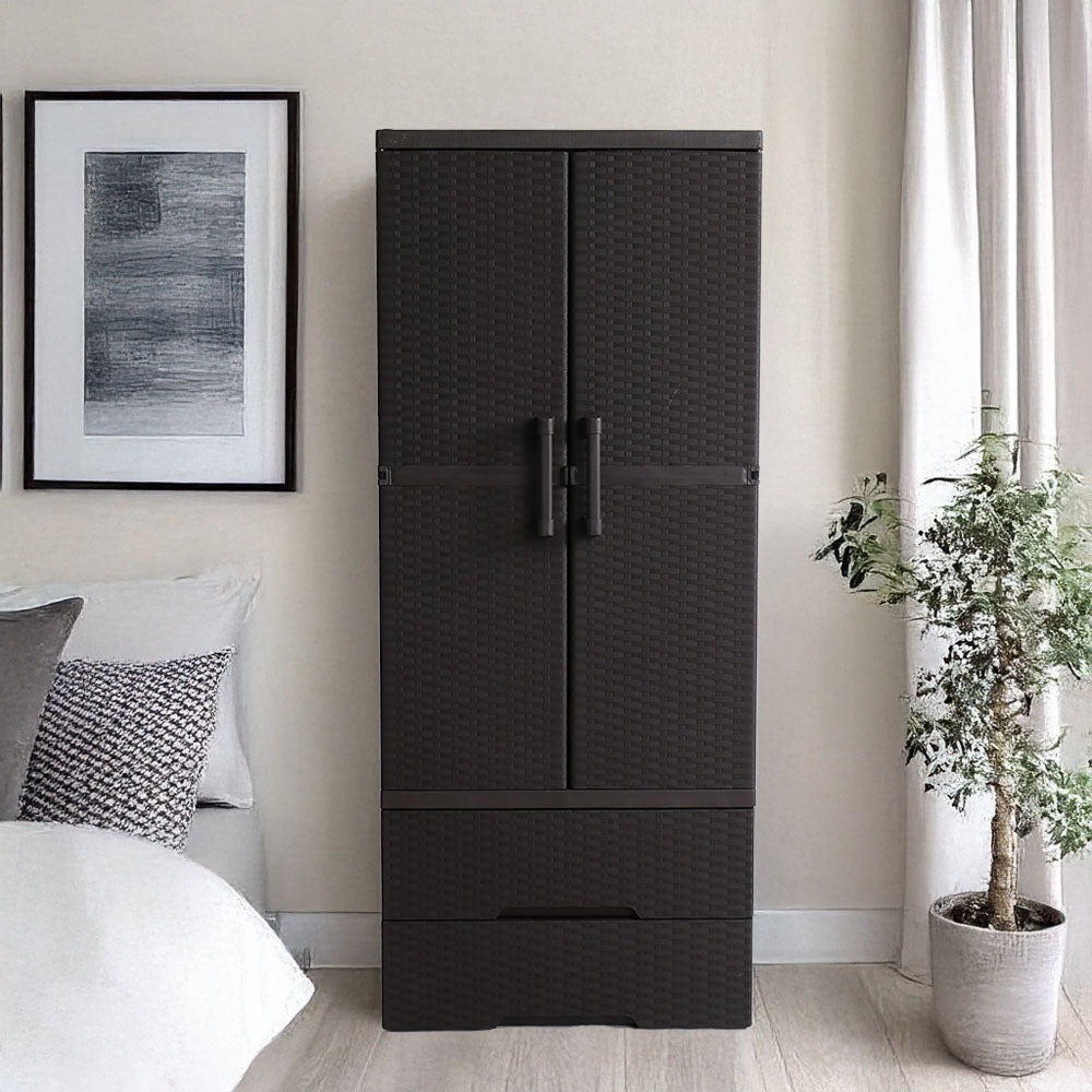Megabox Boho Wardrobe Cabinet With 2 Drawers MG186RT- Dark brown
