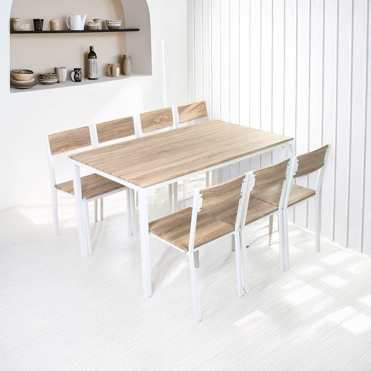 SM Home Essential 6-Seater Dining Set - White Oak