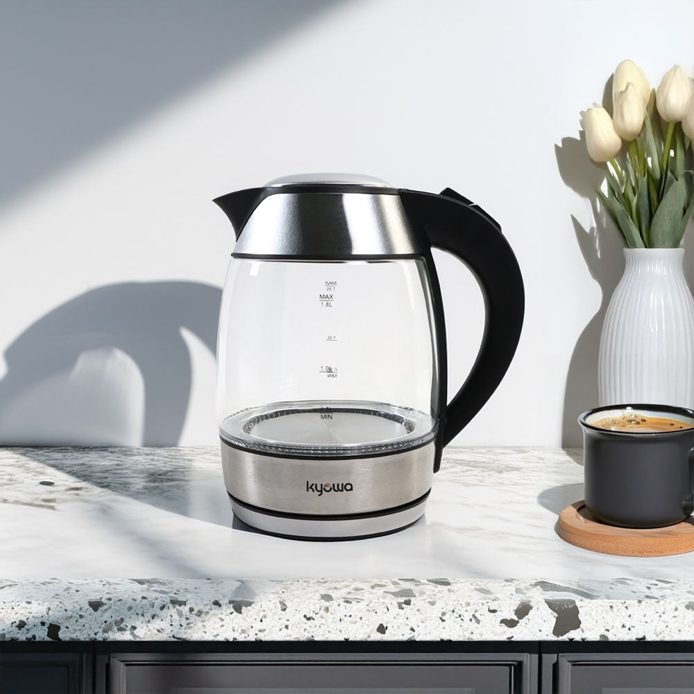 Kyowa KW-1382 Electric Glass Kettle 1.8L - Silver/Black