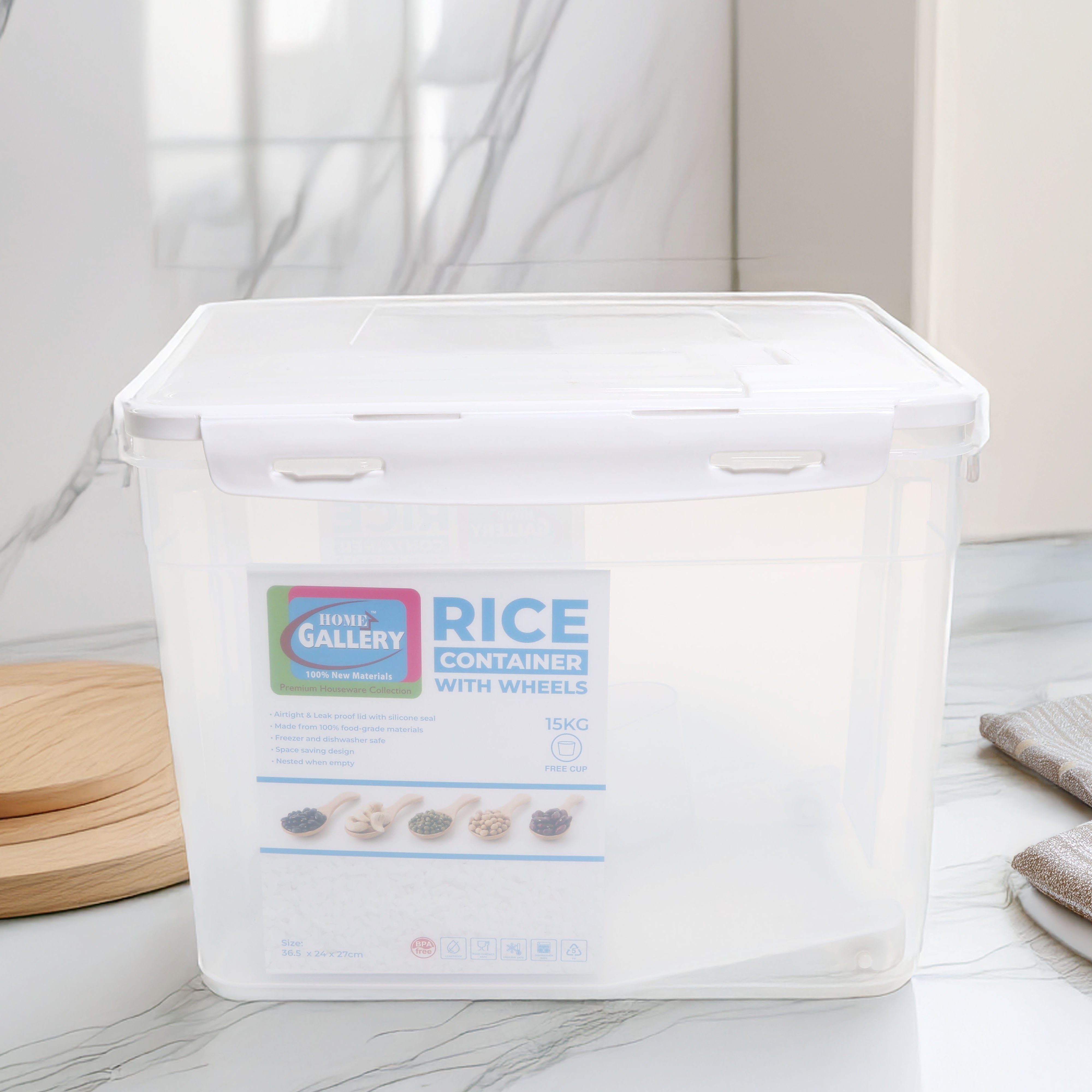 Home Gallery Rice Container with Wheel - 10KG