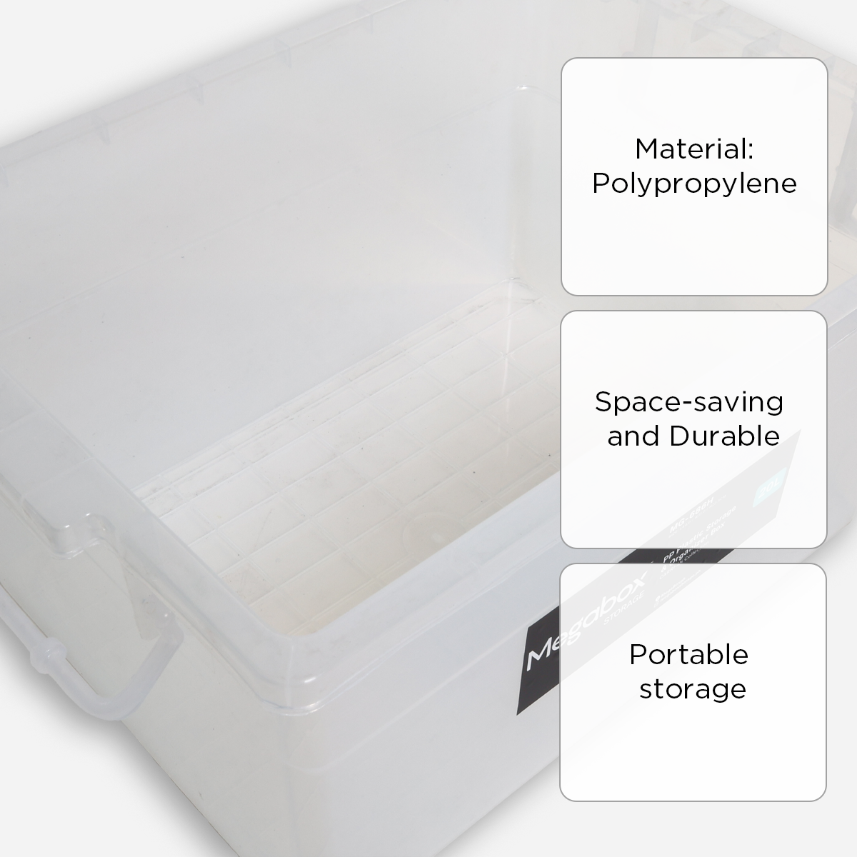 Megabox Storage Box with Handle (Clear) - 20L