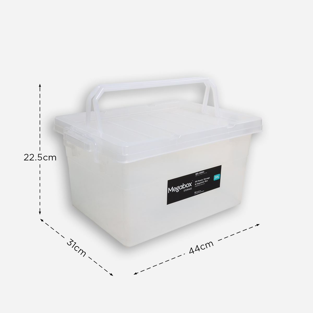 Megabox Storage Box with Handle (Clear) - 20L