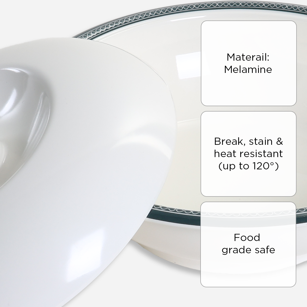 Melawares Round Casserole with Cover (Ivory) - 10in