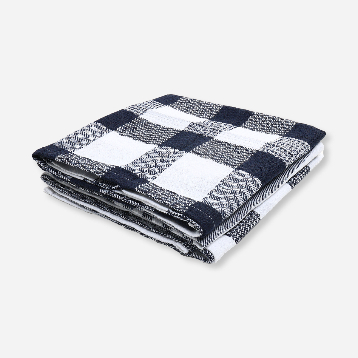 SM Home Set of 3 Waffle Kitchen Towels Checkered and Stripes - Blue