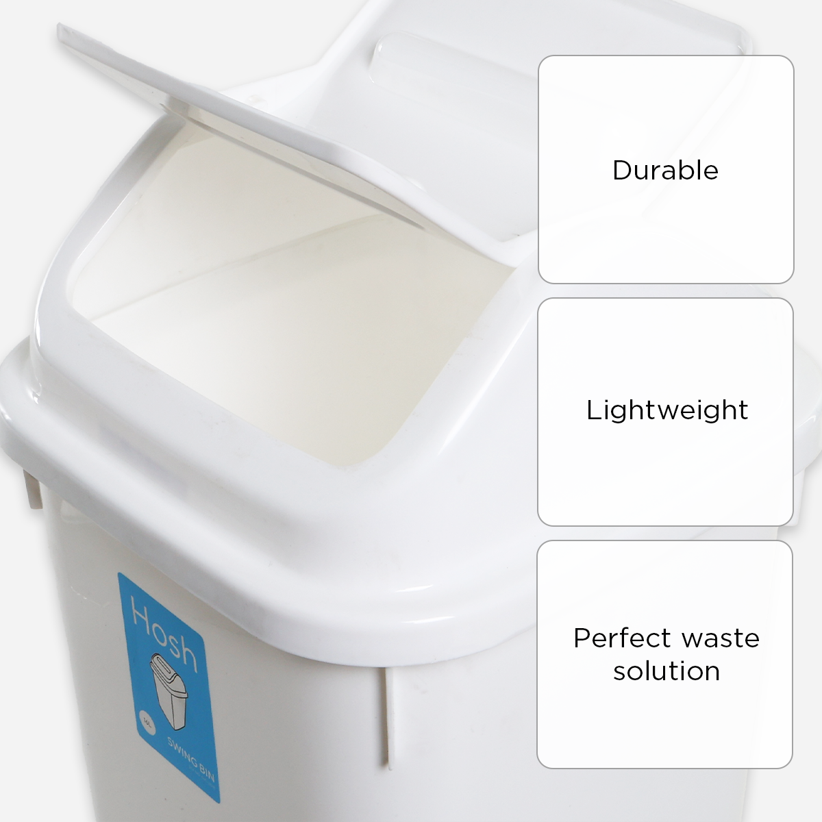 Hosh Swing Bin (White) - 16L