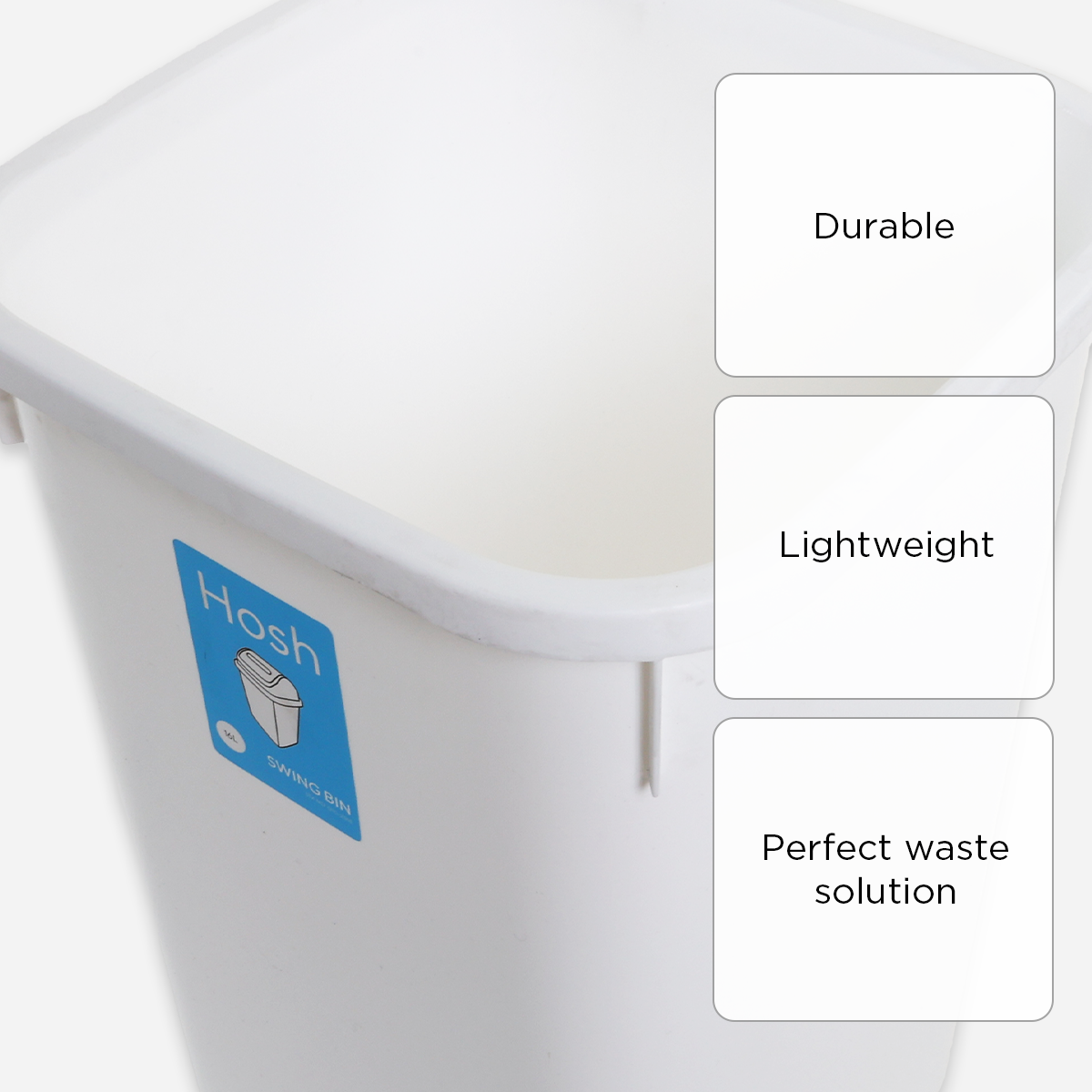 Hosh Swing Bin (White) - 16L
