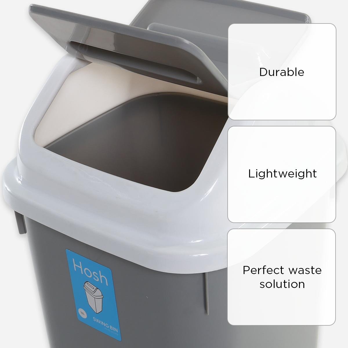 Hosh Swing Bin (Gray) - 16L