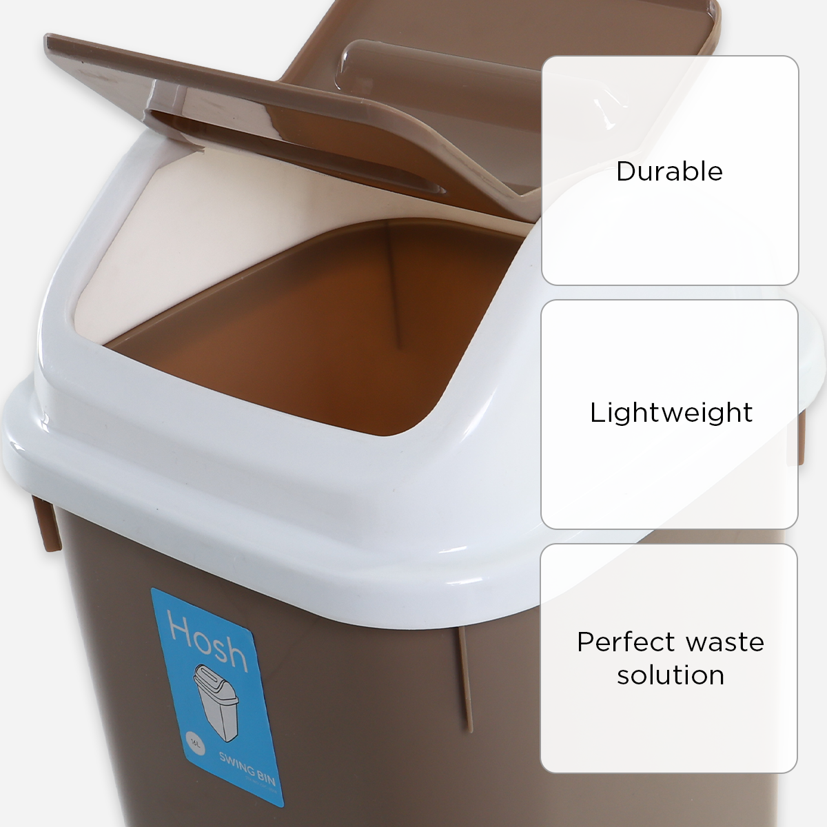 Hosh Swing Bin (Brown) - 16L