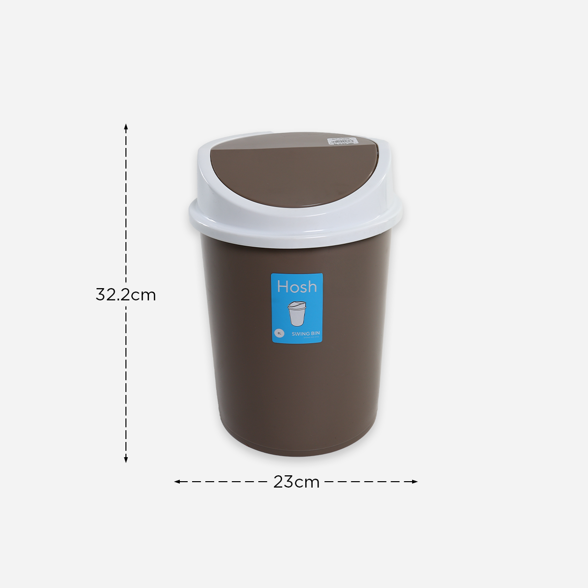 Hosh Round Swing Bin (Brown) - 8L