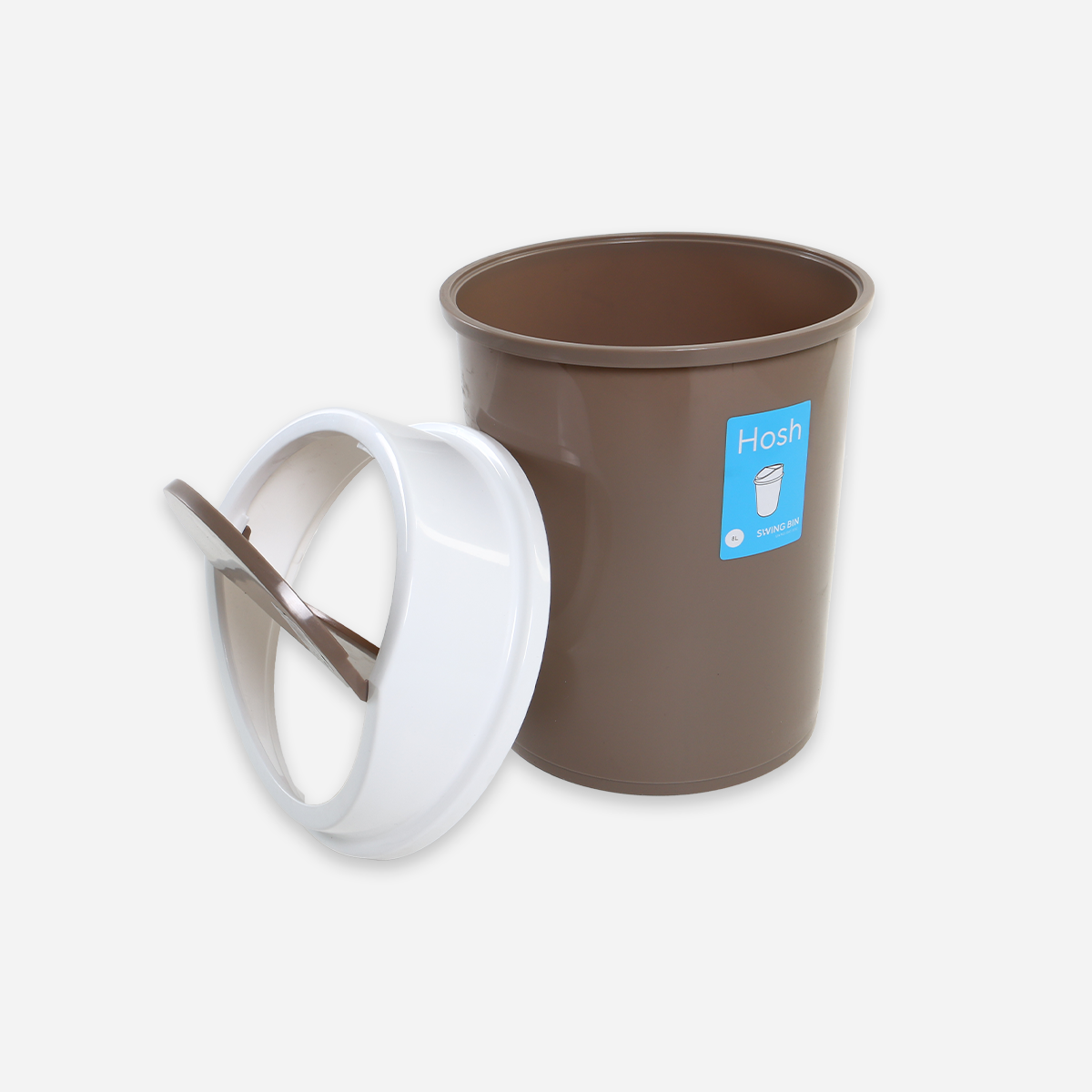 Hosh Round Swing Bin (Brown) - 8L