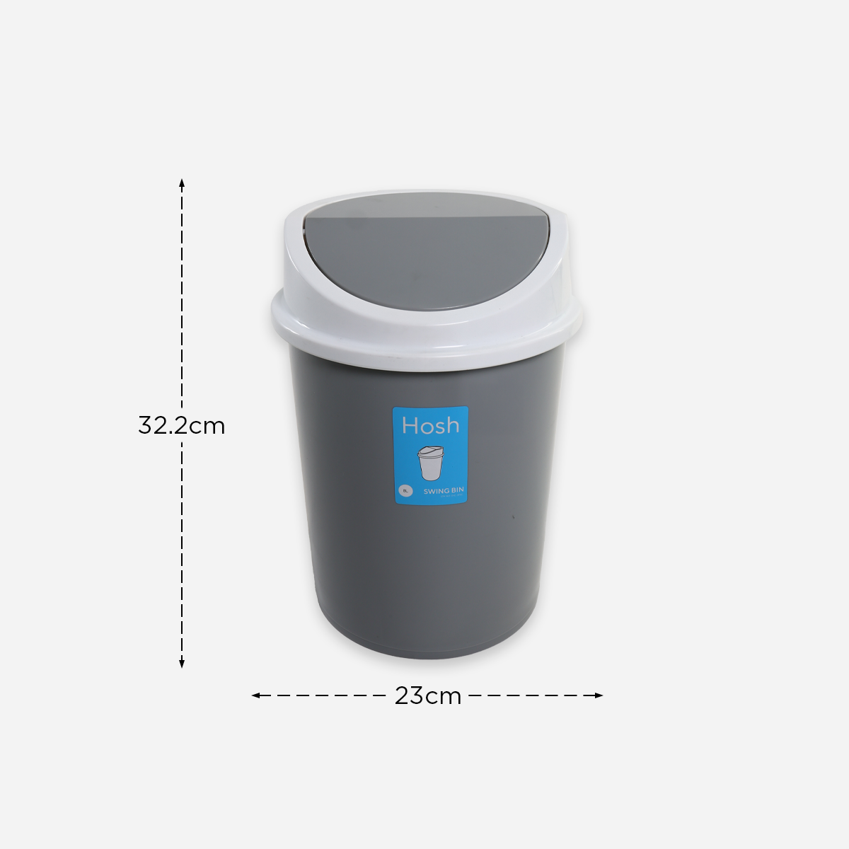 Hosh Round Swing Bin (Gray) - 8L
