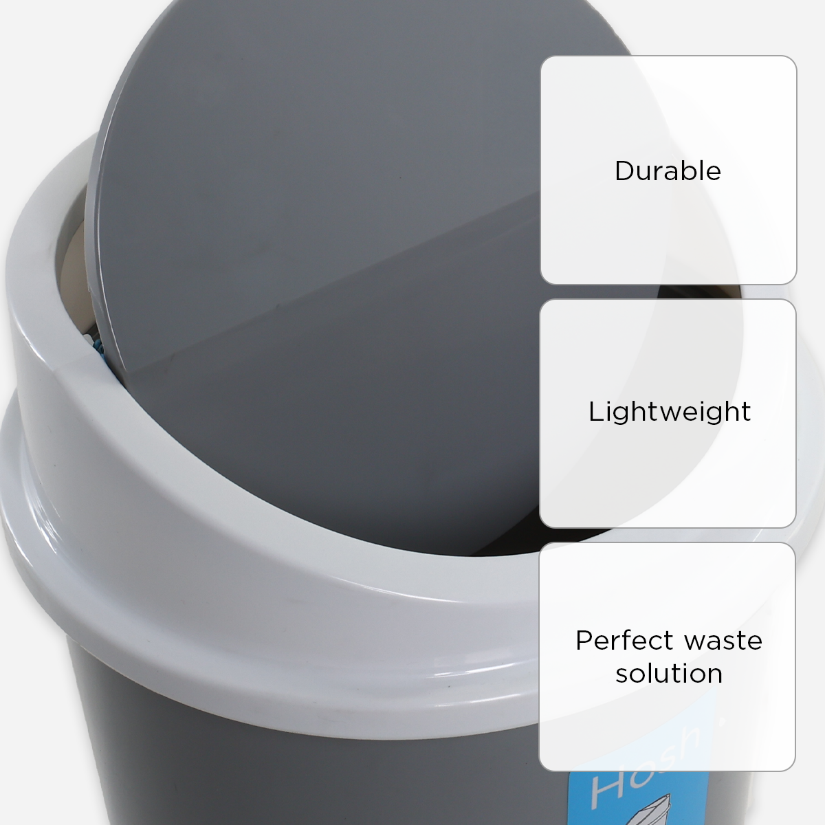 Hosh Round Swing Bin (Gray) - 8L