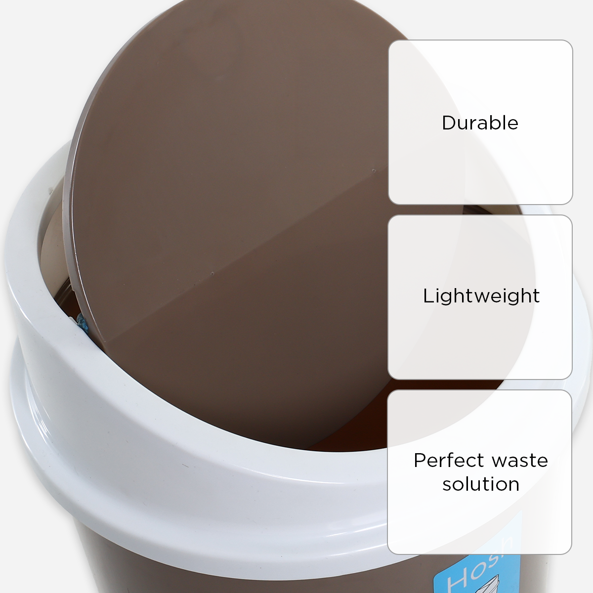 Hosh Round Swing Bin (Brown) - 11L