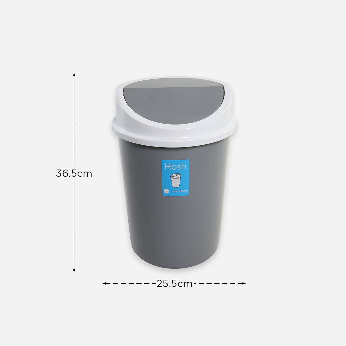 Hosh Round Swing Bin (Gray) - 11L
