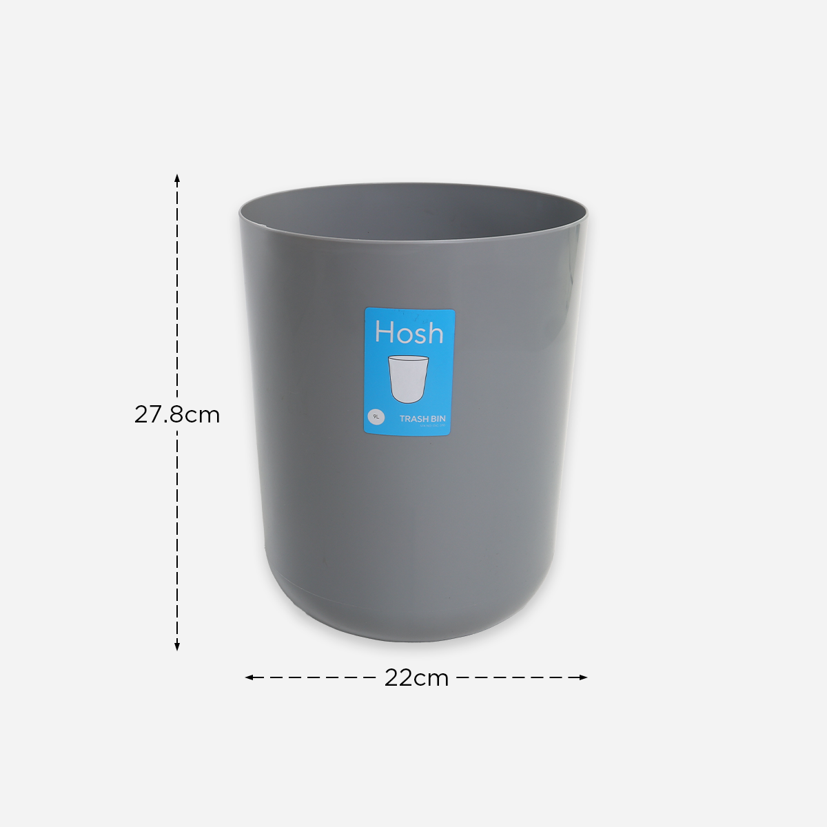 Hosh Round Waste Bin (Gray) - 9L