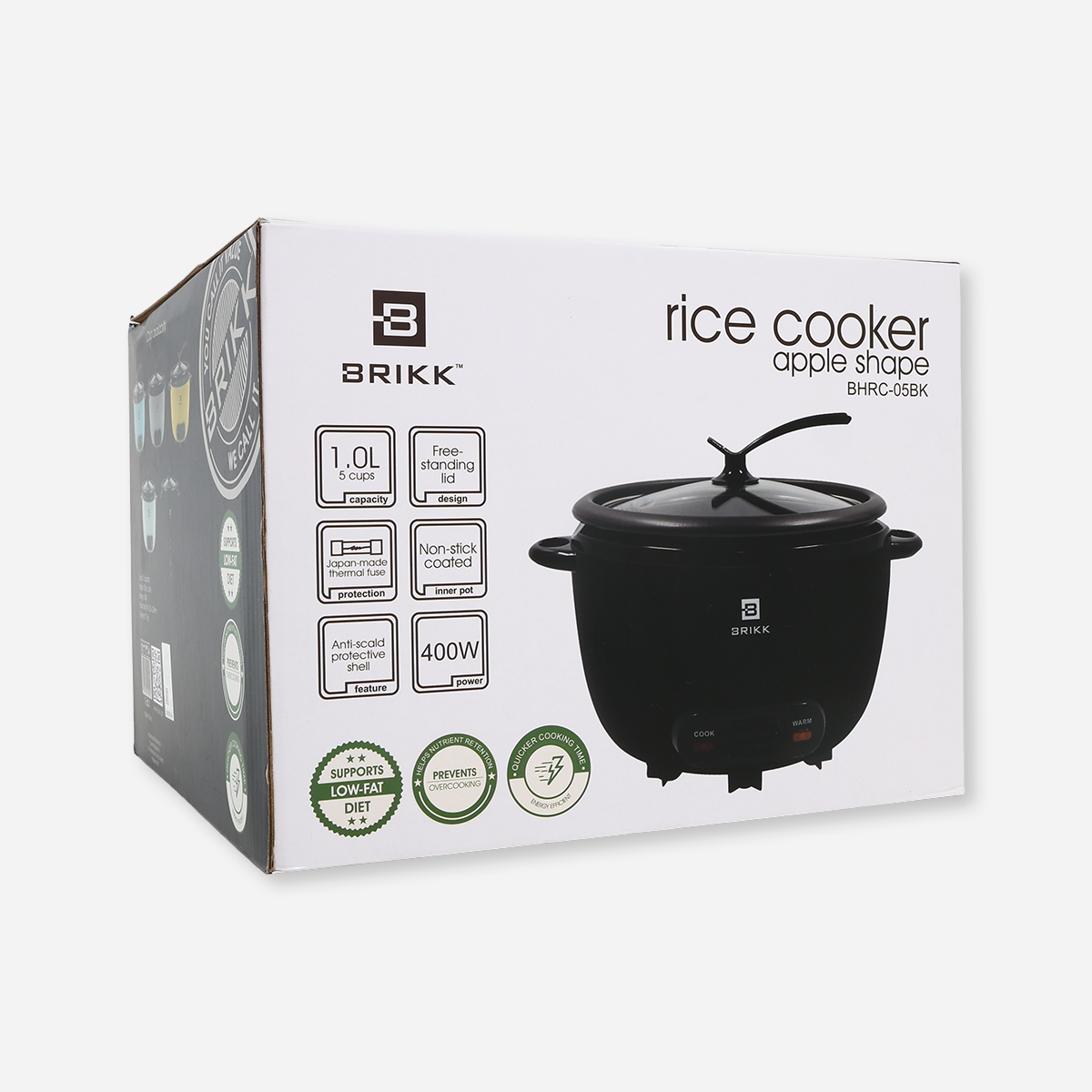 Brikk Rice Cooker (Black) - 5 Cups