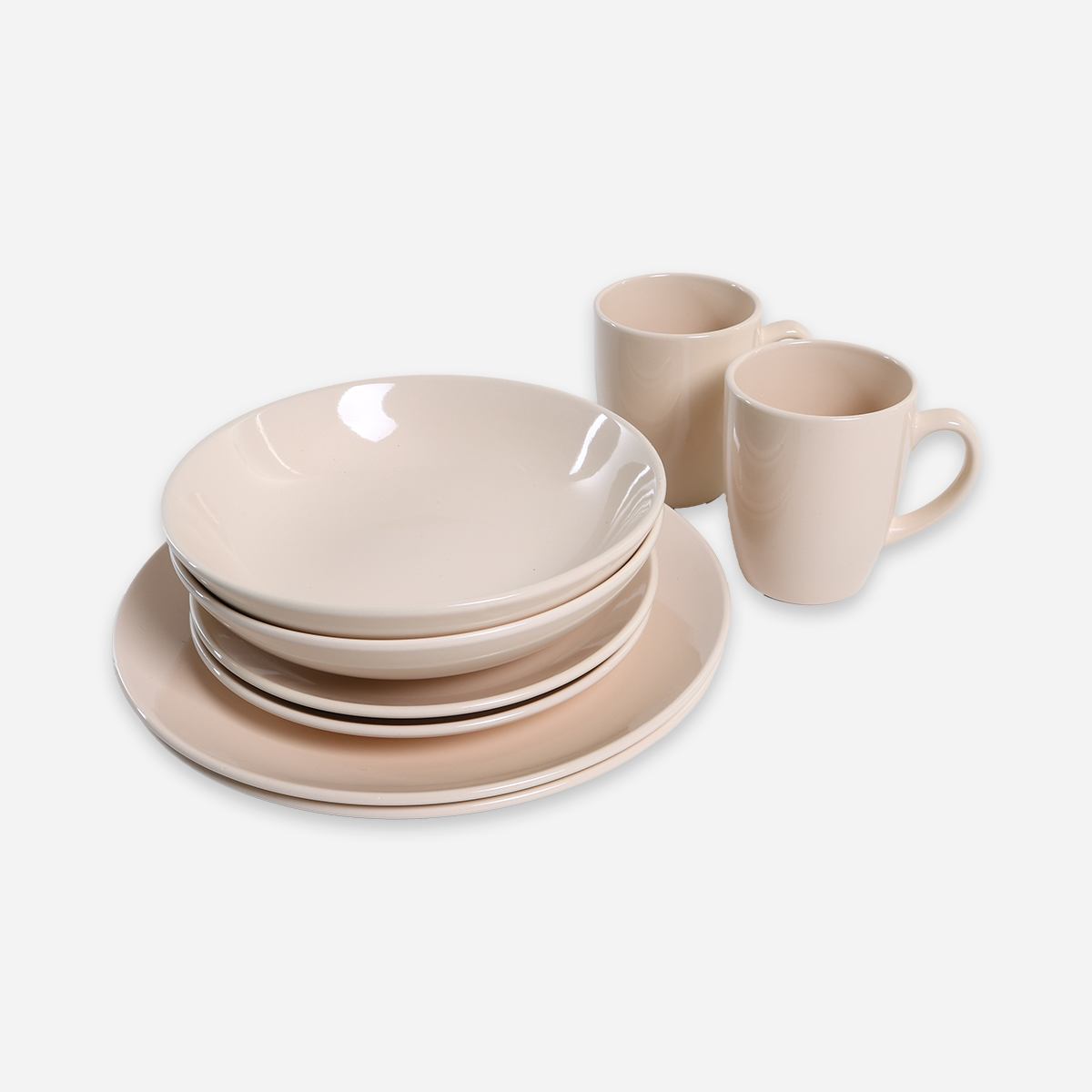 Masflex Set of 8 ZN-1032 Stoneware Dinnerware - Cream
