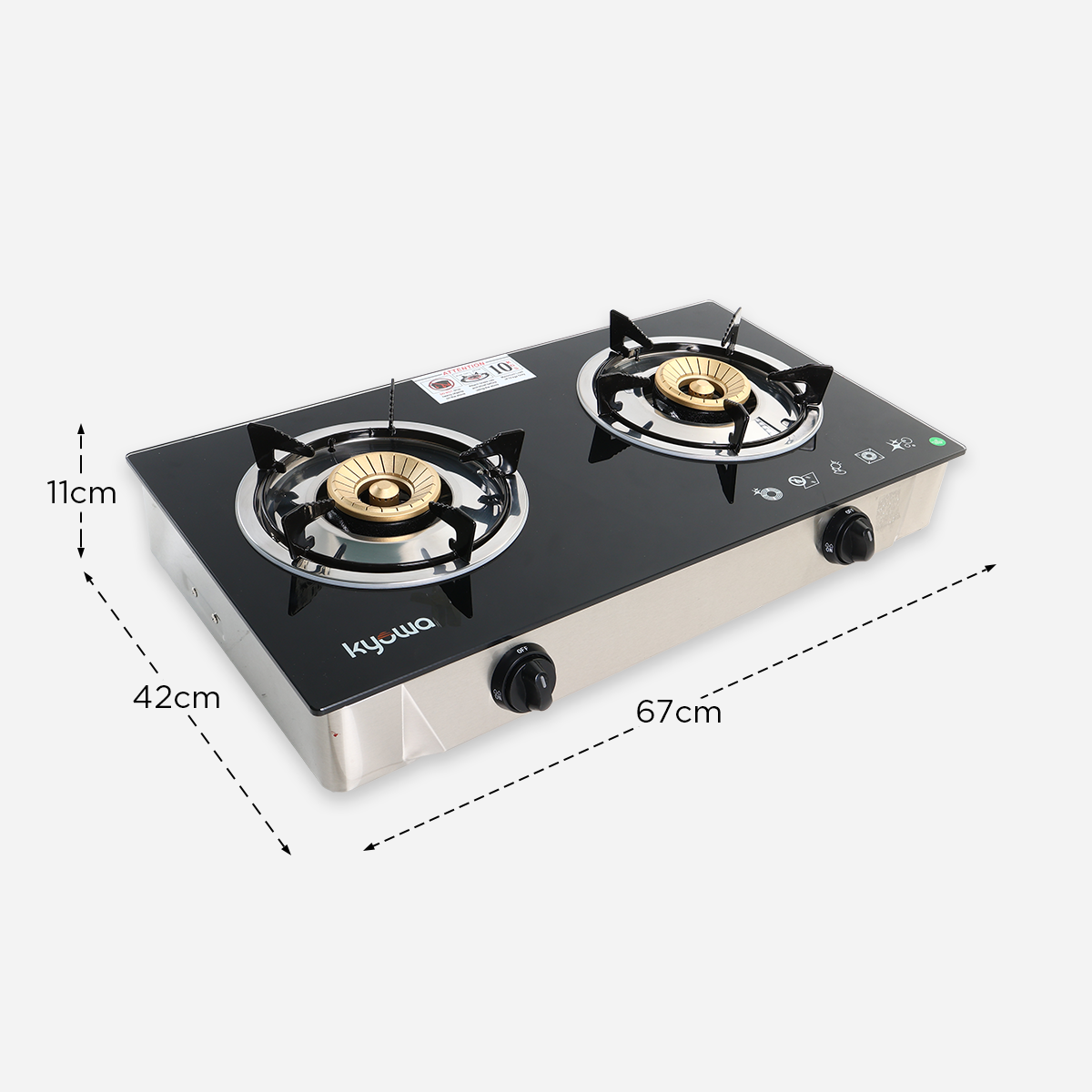 Kyowa Double Burner KW 3562  Glass Top Gas Stove